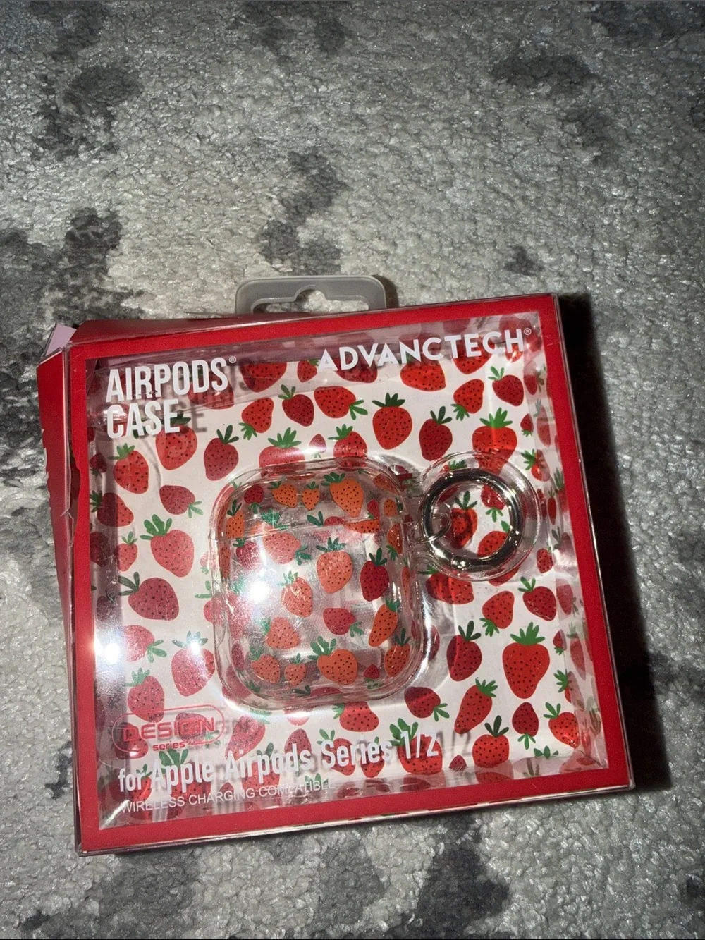 Strawberry Print AirPods Case - Clear Red Strawberry Design Apple series 1/2